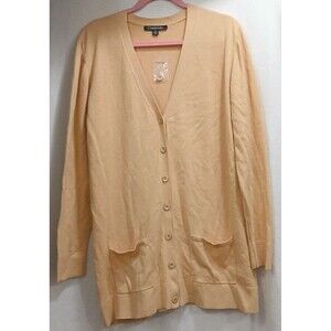 NWOT Chadwicks Yellow Women’s Size XL Long Sleeve Cardigan Sweater Pockets Cute